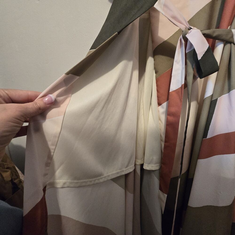 Hutch Anthropologie Abstract Wrap Maxi Dress Womens LG Green Geometric Flowy - Picture 13 of 16
